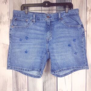 Levi's Blue Denim Shorts Flower Embroidery Size 32